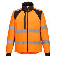 Kurtka ostrzegawcza Softshell WX2 Eco (2L), czarny/pomarańczowy