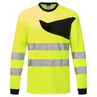 T-Shirt ostrzegawczy z długimi rękawami PW2, czarny/żółty