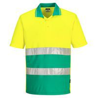 Lekka, ostrzegawcza koszulka Polo S/S, zielony/żółty