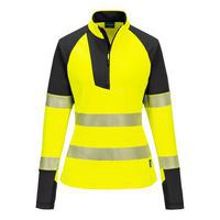 Damska bluza ostrzegawcza PW3 z zamkiem 1/4, czarny/żółty