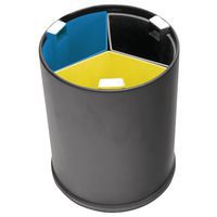 kosz na odpady biurowe trójkomorowy - Pojemniki kolorowe - 13 l