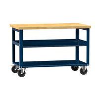 Mobilne stoły warsztatowe PPS Multiplex, 81 x 120 x 70 cm, 2 półki, buk