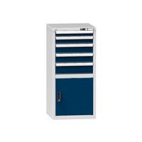 Szafki warsztatowe szufladowe ZA, 1215 x 578 x 600 mm, 5 szuflad, 1 szafka, szare