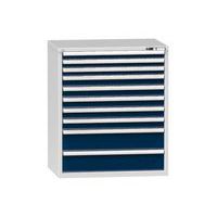 Szafki warsztatowe z szufladami ZG, 10 szuflad, 1215 x 1037 x 753 mm, szare