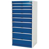 Warsztatowe szafki z szufladami Bott Cubio, 160 x 80 x 52,5-75 cm, 9 szuflad