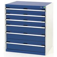 Szafki warsztatowe z szufladami Bott Cubio, 90 x 80 x 52,5-75 cm, 6 szuflad