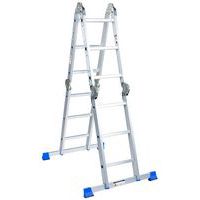 Drabina aluminiowa przegubowa Manutan Expert z platformą, 4 x 3 szczeble