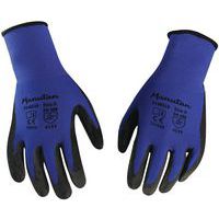 Rękawice nylonowe Manutan Expert częściowo powlekane nitrylem, niebieskie/czarne