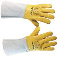 Zimowe rękawice skórzane Manutan Expert, szare/żółte