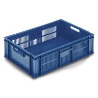 Plastikowe pojemniki transportowe z możliwością sztaplowania PP Manutan z perforowanymi ścianami
