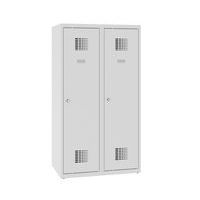 Niższe szafki szatniowe szkolne, 2 słupki, 400 mm, zamek cylindryczny ryglowany w trzech punktach