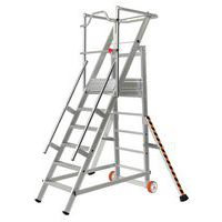 Aluminiowa drabina jezdna z podestem Tubesca-Comabi, 6 stopni