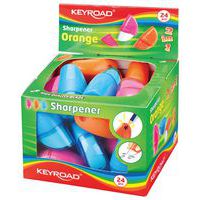 Temperówka KEYROAD Orange, plastikowa, pojedyńcza, z gumką, pakowane na displayu, mix kolorów