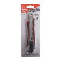 Nóż segmentowy TOPTRADE, aluminiowy, podgumowany, 18 mm, profesjonalny