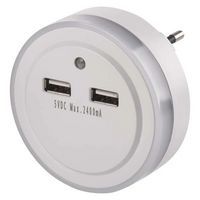 Lampka nocna LED P3313 do gniazdka, z 2 x USB