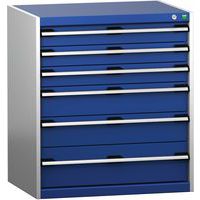 Szafki warsztatowe z szufladami Bott Cubio 200, 90 x 80 x 65-75 cm, 6 szuflad