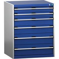 Szafki warsztatowe z szufladami Bott Cubio 200, 100 x 80 x 65-75 cm, 6 szuflad
