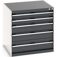 Szafki warsztatowe z szufladami Bott Cubio, 80 x 80 x 52,5-75 cm, 5 szuflad