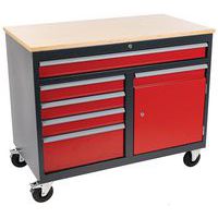 Mobilny spawany stół warsztatowy Dennert, 92 x 112 x 60,5 cm