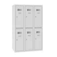 Niższe szafki szatniowe szkolne, 6 przedziałów, 300 mm, zamek cylindryczny