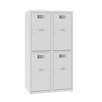 Niższe szafki szatniowe szkolne, 4 przedziały, 400 mm, zamek obrotowy