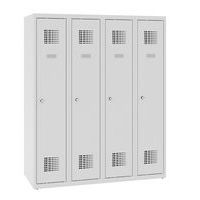 Niższe szafki szatniowe szkolne, 4 słupki, 300 mm, zamek cylindryczny