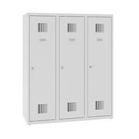 Niższe szafki szatniowe szkolne, 3 słupki, 400 mm, zamek cylindryczny