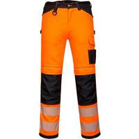 Spodnie robocze ostrzegawcze PW3, czarny/pomarańczowy