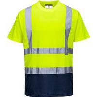 T-shirt ostrzegawczy dwukolorowy, niebieski/żółty