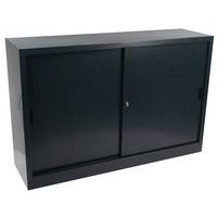 Niskie metalowe szafy aktowe Manutan Expert z drzwiami przesuwnymi, 160 x 105 x 45 cm