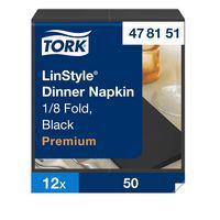Serwetki Tork LinStyle®, składane na 1/8, czarne