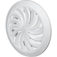 REFLEX kratka wentylacyjna, plastikowa, biała, okrągła, żebra wachlarzowe z siatką, 135 / 100 mm