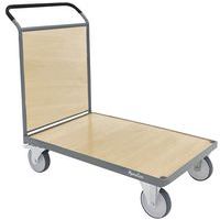 Wózki platformowe z uchwytem, z drewnianymi ściankami, Manutan Expert, do 500 kg, koła TPR
