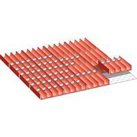 Zestaw plastikowych wkładek do szuflad LISTA, 50x610 mm, kolor czerwony