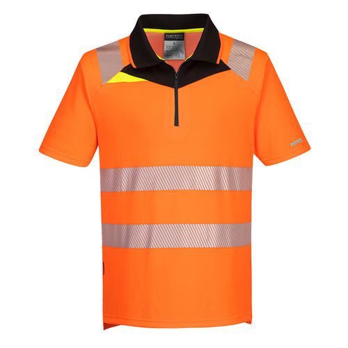 Kurtka ostrzegawcza polo DX4 z krótkim rękawem, czarny/pomarańczowy