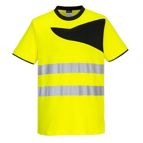 T-Shirt ostrzegawczy PW2, czarny/pomarańczowy