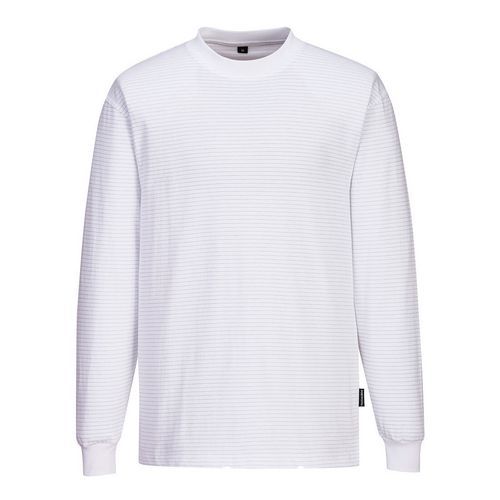 T-shirt antystatyczny ESD z długim rękawem, biały