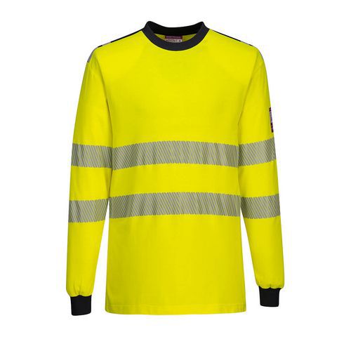 T-shirt ostrzegawczy trudnopalny WX3, niebieski/żółty