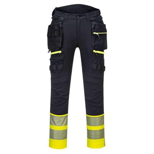 Spodnie ostrzegawcze klasy 1 DX4 z kieszeniami kaburowymi, czarny/żółty