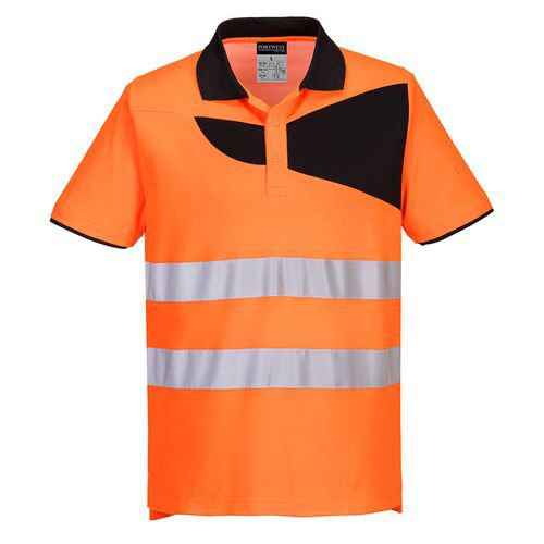Koszulka ostrzegawcza Polo PW2, czarny/pomarańczowy