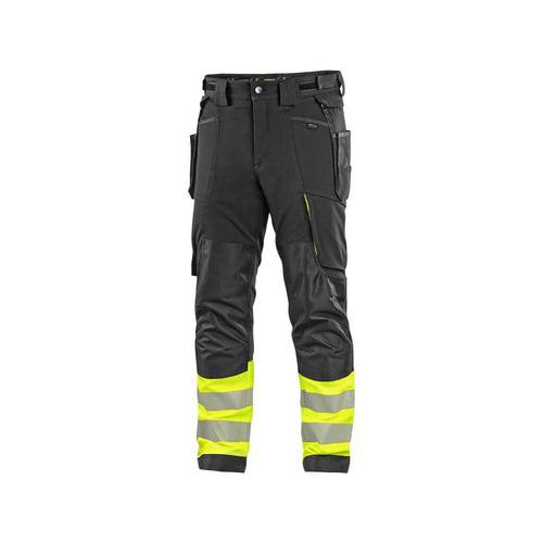 Spodnie CXS NAOS HV, męskie, czarno-żółte, Hi-Vis, paski odblaskowe