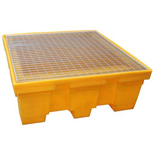 Plastikowe wanny wychwytowe EMP z rusztem, żółte, 450 l Plastikowe wanny wychwytowe EMP z rusztem, żółte, 450 l