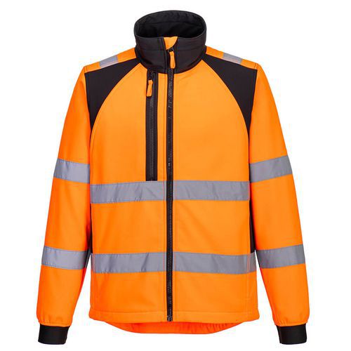 Kurtka ostrzegawcza Softshell WX2 Eco (2L), czarny/pomarańczowy