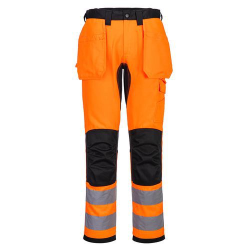 Spodnie ostrzegawcze WX2 Eco z kaburami, czarny/pomarańczowy