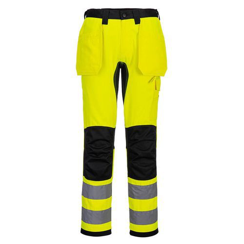 Spodnie ostrzegawcze WX2 Eco z kaburami, czarny/żółty
