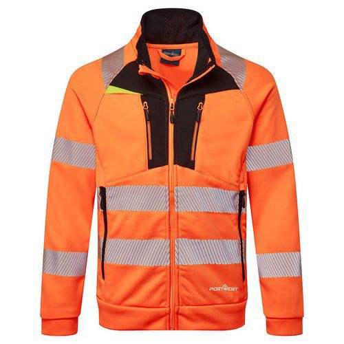 Bluza ostrzegawcza DX4 ze stójką zapinana na zamek, czarny/pomarańczowy