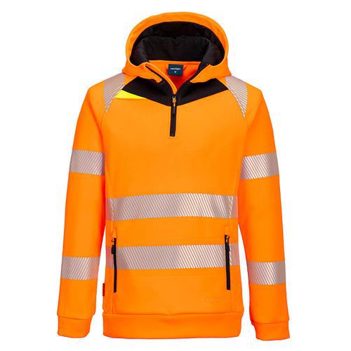 Bluza ostrzegawcza z kapturem DX4 i zamkiem 1/4, czarny/pomarańczowy