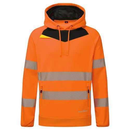 Ostrzegawcza bluza z kapturem DX4, czarny/pomarańczowy