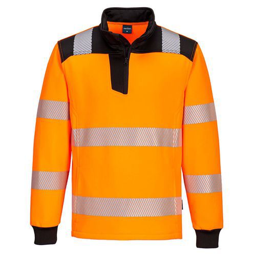 Bluza ostrzegawcza PW3 z zamkiem 1/4, czarny/pomarańczowy