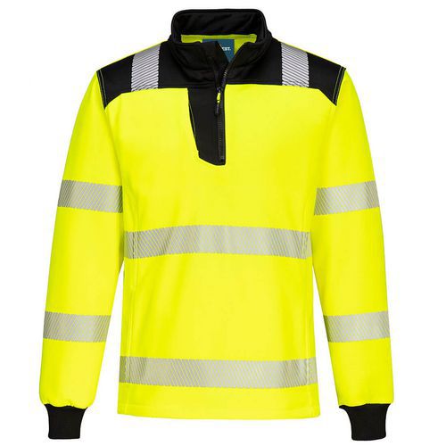 Bluza ostrzegawcza PW3 z zamkiem 1/4, czarny/żółty